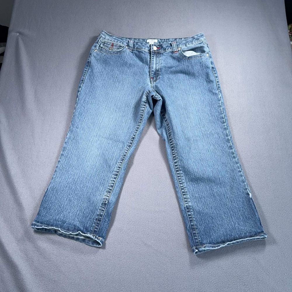 Cato Capri Jeans Womens 16 Blue Denim Stretch Flap Pocket Cropped 34x24.5